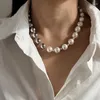 Chaînes Perle Sphere Ball Magnetic ClâT Collier perlé pour les femmes et les bijoux simples minimalistes