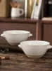 Schalen Haus täglich Einfachheit grobe Keramik Doppelgriff japanische Keramik Suppe Nudel Salat Container Küche Haushalt