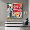 Картины Бэнкси Поп -стрит Плакаты Мечты и принты абстрактные животные граффити холст на стене картин