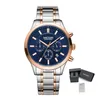 Montres-bracelets Megir Top Mentes masculines avec une bande en acier inoxydable Chronograph Gold Black Quartz Wrist pour hommes Montre Homme