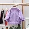 Jackets 2023 Girls Kids Denim Jackets Coats Purple Cotton Tops Spring Autumn Casual Overcoats Children Clothes R230812
