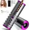 Batoue de curling portable en fer à curling automatique sans fil avec affichage LCD Curler à cheveux rechargeable pour coiffure