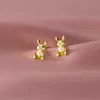 Stud Dangle Chandelier Wantme 925 Sterling Silver Sweet Cute Enamel Bunny Stud Earrings for Women Fashion Girl Halloween Party Rabbit Jewelry Gift