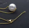 Kedjor Classic 11-12mm Round äkta South Sea White Pearl Necklace 18K Yellow Gold