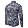 Mens Trend Night Nightclub Leopard Print Shirt Shirt High Quality Long Mancheve Maly Social Casual Party Chemise Homme Dress292Z