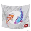 Tapestries Chinese Lucky Symbol Colorful Carp Wall Tapestry Bedroom Wall Hanging Living Room Decor Wall Cloth Tapestry Picnic Mat R230812