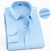 Men's Casual Shirts Twill Long Sleeve Solid Basic Dress Shirt Single Patch Pocket Formal Business Work Classic Office Plus Size