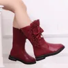 Botas Niños PU CUERO GIRLAS FALLA FALLA LANZA AUTORN INVIERNO Niños Princesas Cálidas Cálidas Midcalf Snow 230811