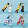 Keychains Lanyards Pvc Soft Rubber Cartoon Panda Keychains Astronaut Doll Key Chain Small Accessories Cute Violence Bear Bag Pendant Gift