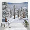 Tapisseries décor à la maison noël neige tapisserie Santa cadeaux cheminée arbre de noël tenture murale chambre dortoir fond tissu tapiz
