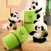 Fyllda plyschdjur söta kreativa bambu tube panda docka som håller bambu panda förvandlas till plyscht flickor barn födelsedagspresent