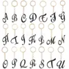 Keychains Lanyards Black 26 English Letter Key Chain Creative Character Car Keyring Fashion Charm Ladies Bag Pendant Accessories Gifts