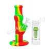 12.5inch Silicone Bongs Percolators Perc glass water pipes straight tube bong percolator tube Glass sets with Glass Bowl