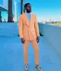 Trajes para hombres traje naranja 2 piezas pantalones blazer blazer solapa ancha comercial