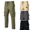 Men's Pants Cargo Men Casual Pocket Loose Straight Elastic Waist Work Trousers Brand Fit Joggers Male Large Size 2023