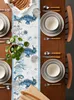 Bordslöpare Medelhavsstil Ocean Starfish Seahorse Stripes Table Runner Home Wedding Table Mat Centerpieces Decor Dining Tablad 230811