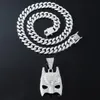 Hip Hop Men Rapper Diamond Pendant Collier Masque de chauve-souris brillant Micro-Inset Zircon Jewelry Club Club Accessoire Pullbone Collarbone Cubaine Chaîne 1703