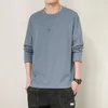 Herren T-Shirts 2023 Herbst Trendy Ins Style Locker Festkörperpullover untere Mantel reines Baumwoll-Langarm T-Shirt Top