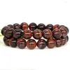 Strand Round Beads Bracelets Natural Stone Red Tiger Eye Chakra Healing Women Wrist Chain Energy Stretch Charm Jewelry Gifts