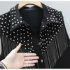 Women's Vests Women Sleeveless Short Jean Coat 2023 New Female Single Breasted Black White Rivet Tassel Denim Vest Sleeveless Waistcoat Jacket HKD230812