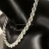 Catena di corda di moissanite intrecciata S 10K 14k 14k Gold Hip Hop Hop Gioielli Collana cubana Cucciola ghiacciata VVS Diamond Rope Chain