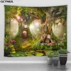 Tapestries Fairy Tale Forest Tapestry And Tree Kids Girl Bedroom Living Room Background Wall Hanging Hippie Tapestries