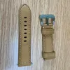 시계 밴드 24mm 브라운 진짜 가죽 watchband 스트랩이 닦은 Pre-V 버클