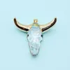 Pendant Necklaces Personality Natural Stone Resin Pendants For Jewelry Making Bull Head Amulet DIY Necklace Accessory Gold-silver Color