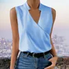 Women's Blouses Summer Vest Stand Collar Sweat Absorption Cool Simple Loose Pure Color Tank Top Casual T-shirt Daily Clothing