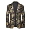 Erkekler Suits Blazers Plus Boyut 6xl-M Bahar Lüks Erkekler Retro Altın Baskı Blazers İnce Düğün Gece Kulübü Partisi Elbise Erkekler Giyim Takım Ceket 230811
