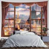 Tapestries SepYue Window Wall Tapestry Wall Hanging Hippie Room Decoration Home Decor Bedroom Night View Curtain Background Blanket Valance