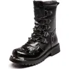 Botas para hombres motocicleta de cuero moda vaquero zapatos casuales hombres al aire libre deportes militar táctico punk 230812