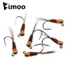 Iscas de iscas bimoo 6pcs tungsten jig brown perdigon ninfas para ninfas de ninfas do euro pescando ninfas espanholas trutas truta