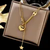 Pendant Necklaces Luxury Titanium Steel Necklace Heart Black Square Letter Neck Collar Chain Girl Jewelry