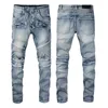 Jeans masculinos jeans roxos anjo jovem cara rasgado magro skinny calça masculina usa motociclista cowboy adoração alongamento de motocicleta joelho reto joelho