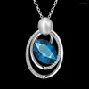 Pendant Necklaces Garilina Trendy Jewelry Hollow Geometric Czech Blue Crystal Ladies Anniversary Necklace For Women AP2098