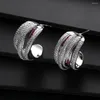 Hoop Earrings 6Rows Multicolor Intersect Circle Earrigs Full Microl Zirconia Women Bridal Dress Wedding Everyday Earring Jewelry E1134