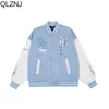 Kurtki męskie Vintage Bomber Varsity Kurtki Mężczyźni Y2K 11K Długie rękawie kurtka uniwersytecka list haft baseballowy płaszcz College Blue Tops 230811