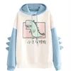 Dinosaurus oversized cartoon hoodie dames mode sweatshirt casual print Koreaanse stijl dikke sweatshirt winter dino hoodie tops hkd230814