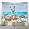 Tapestries Beach Tapestry Sunrise Ocean Coastal Sunset Sea Hawaii Seaside Scene Sunbeam Wall Hanging Decor Fabric Home Dorm for Living Room R230812