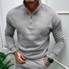 Men's Hoodies Men Long Sleeve Sweater Stylish Winter Pullover Warm Stand Collar Slim Fit Soft Elastic Cuffs For Comfort Zip Half-open