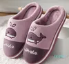 Mode slippers winter katoen catroon dolfijn huis indoor pluche pluche feleece non slip warme comfortabele schoenen vrouwen grijs