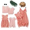 Family Matching Outfits Summer Baby Romper Matching Family Outfits Mommy And Me Dress Dad Son T-shirt Girls Dress Boys Tops Butterfly Print Kids Clothes