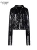 Veste de sweat à sweats à capuche masculine printemps 2023 Tassel Sequin Fashion Fringed rétro Longsleed Silver Reflective Femmes Outwear Tops 230812