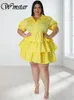プラスサイズのドレスwmstarサイズ女性のための夏のかわいいエレガントなミディシャツドレスファッション誕生日衣装卸売ドロップ230811