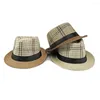 Beretas Hombres Four Seasons Fedoras Jazz Sun Panamá sombreros Paja 56-58 cm Striegas tejidas al aire libre Caballero curvo LM0109