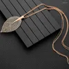 Pendant Necklaces Fashion Rose Gold Color Necklace For Women & Pendants Sweater Chain Big Leaves Statement Jewelry Gift