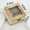 ギフトラップ素朴な正方形の木製ジュエリーリングボックス婚約式の結婚式の提案のための透明なふたカップルリング