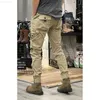 Mens Pants Camo Navy Trousers Man Harem Y2K Tactical Military Cargo for Men Techwear High Quality Outdoor Hip Hop Work Stacked Slacks 230524 LFO6