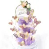 Décoration de gâteau en papier papillon en acrylique, garniture de joyeux anniversaire pour réception-cadeau pour bébé, fourniture de décoration de gâteau d'anniversaire de mariage